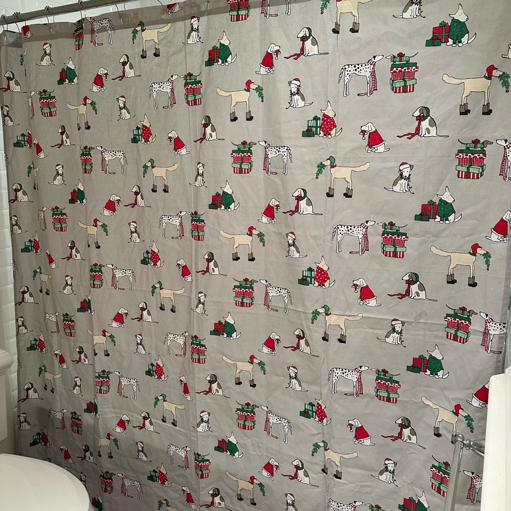 Festive Dog Pattern Shower Curtain